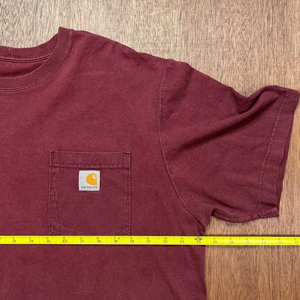 Carhartt K87 Pocket T-Shirt Burgundy Port Original Fit Cotton Tee L K87-PRT - Picture 5 of 8